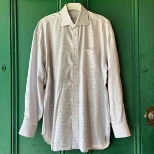 Borrelli Napoli Handmade Shirt Men’s 16/41 Plaid Check Italy Wilkes Bashford